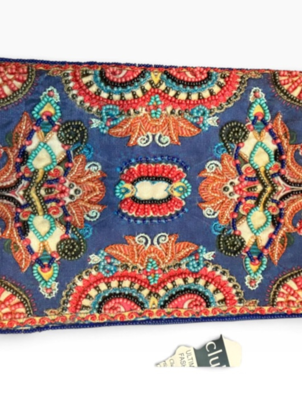 Mary Frances Blue Multicolor Beaded Embroidered Accent Pillow